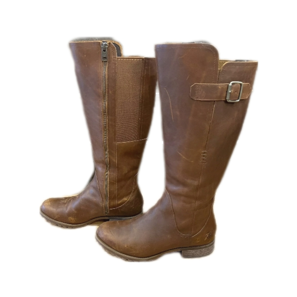 Timberland Women's Banfield Tall Waterproof Riding Boot, brown size 9